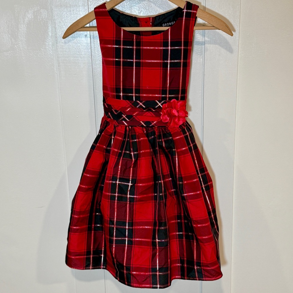 George Red and Black Plaid Holiday/Christmas Dress size 8